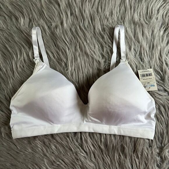 Wirefree Maternity Nursing Bra Women Size M1 Medium White Wireless Lightly Lined - Picture 1 of 7